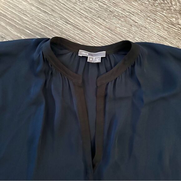 Vince Contrast Trim Silk Blouse - Picture 5 of 8